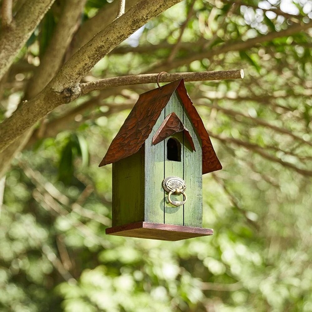NEW 10" H Rustic Wooden Bird House Garden Distressed Decorative - Picture 7 of 8